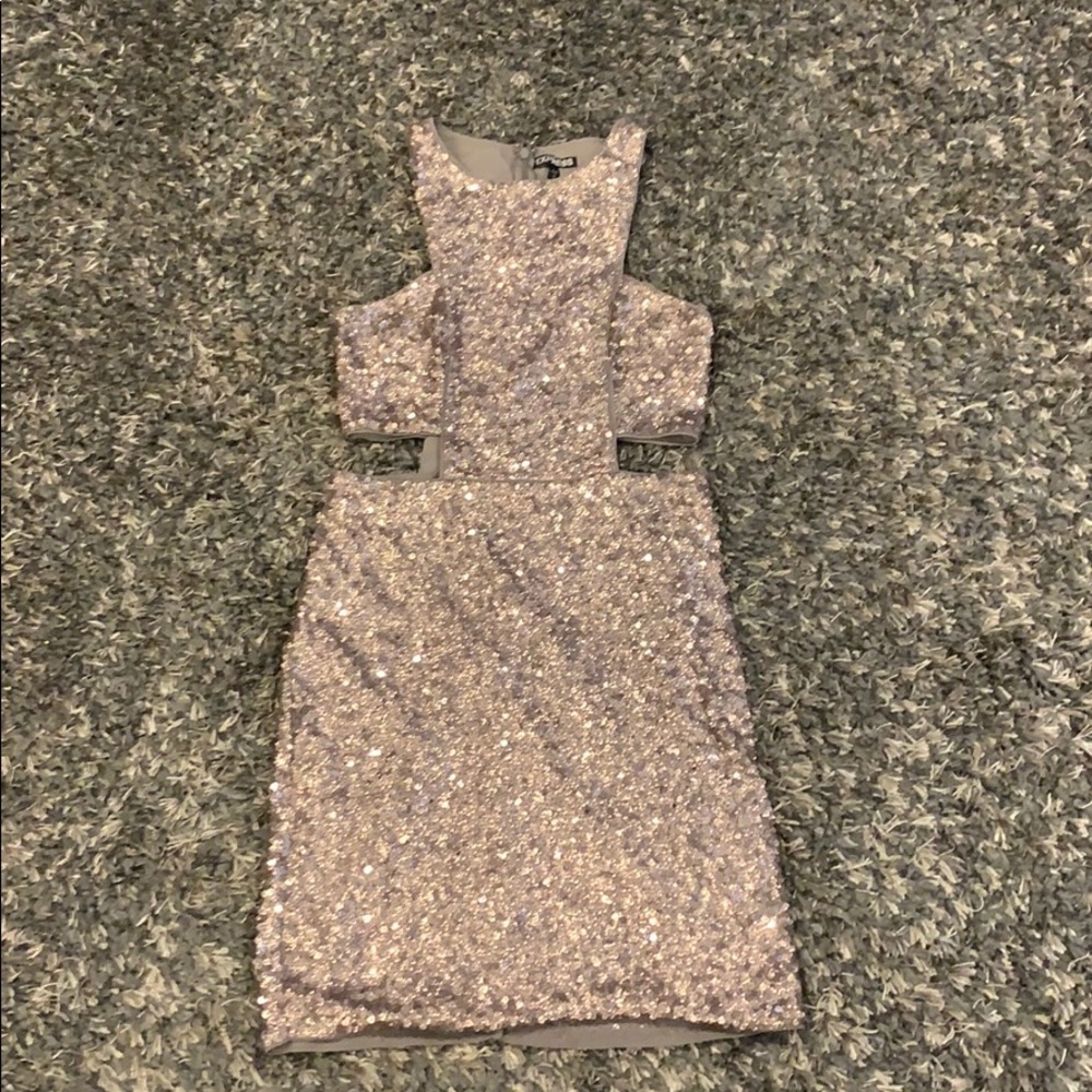 Pewter sequin cut out bodycon